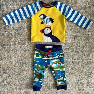 Baby Boden 6-9 month Puffins Pants and Shirt Play Set